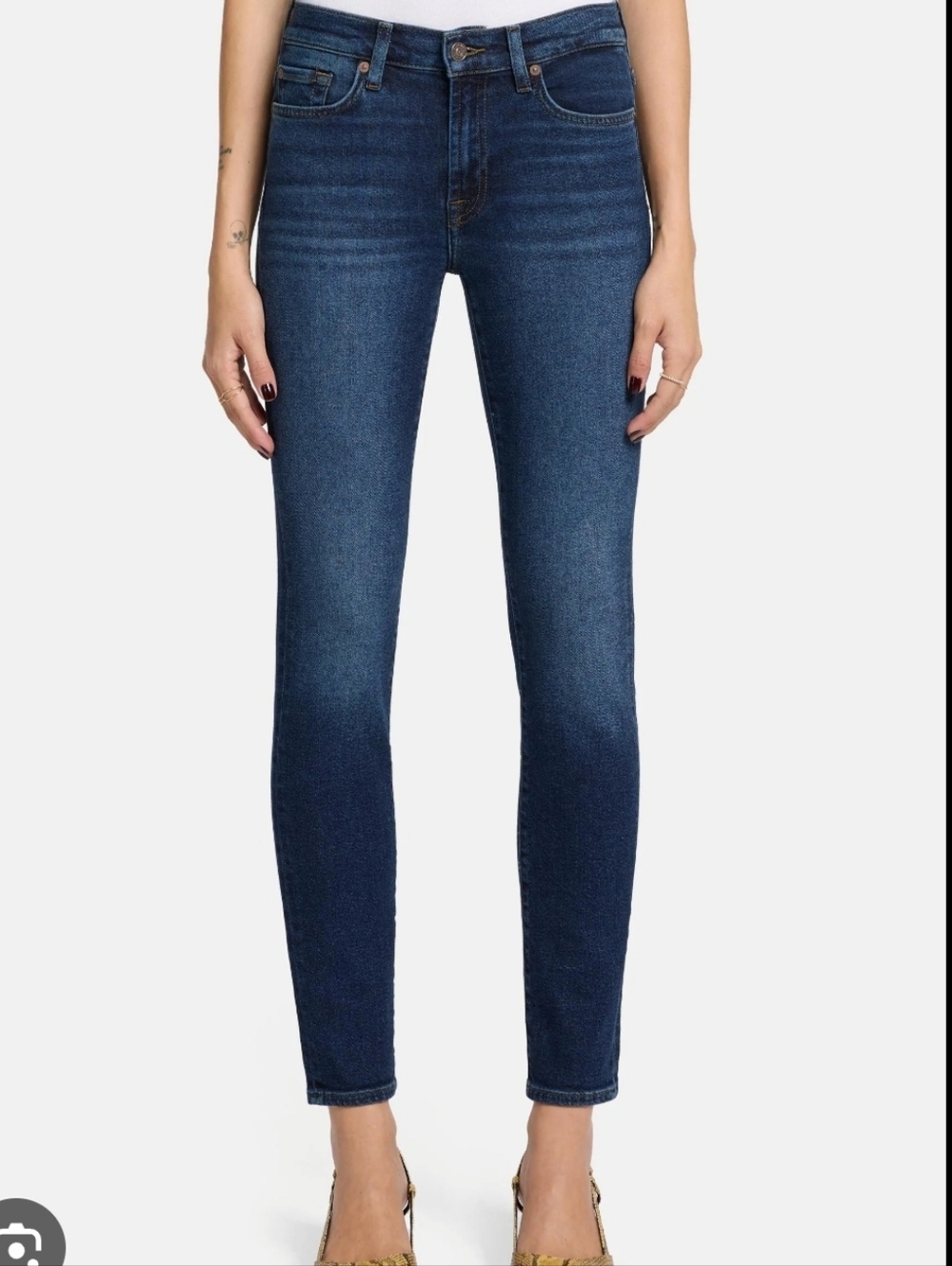7 For All Mankind Dark Indigo Skinny Jeans Size 28 US 6
